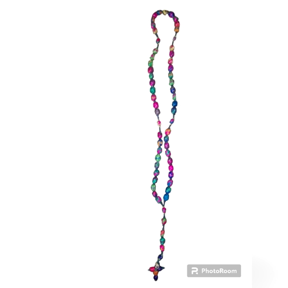 Handmade multicolor Palm Leaf rosary with multicolor Palm Leaf Gift box UGC
